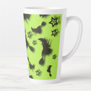 Flying witch among stars at Halloween night 3D  Latte Mug