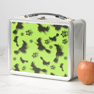 Flying witch among stars at Halloween night 3D  Metal Lunch Box