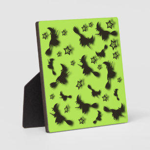 Flying witch among stars at Halloween night 3D  Plaque