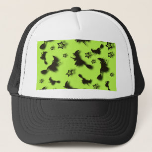 Flying witch among stars at Halloween night 3D Trucker Hat