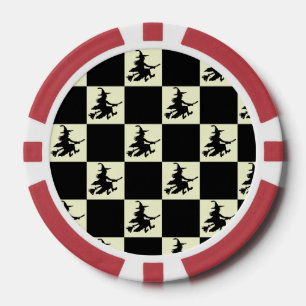 Flying Witch Black & Yellow Checkered Poker Chips