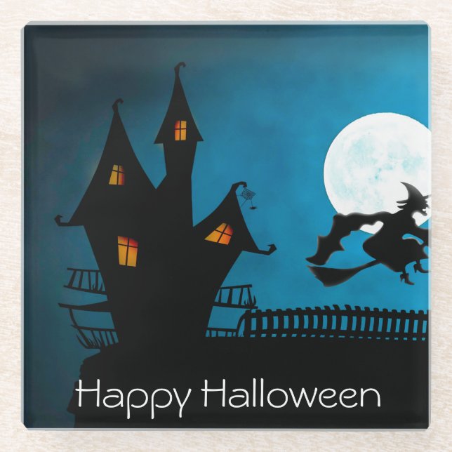 Flying Witch Glass Coaster (Front)