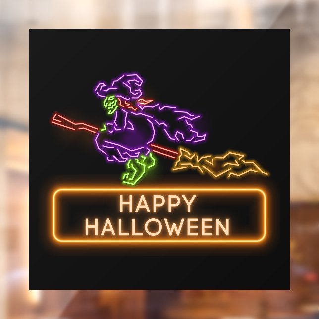 Flying Witch Halloween Neon Window Cling (Sheet 2)
