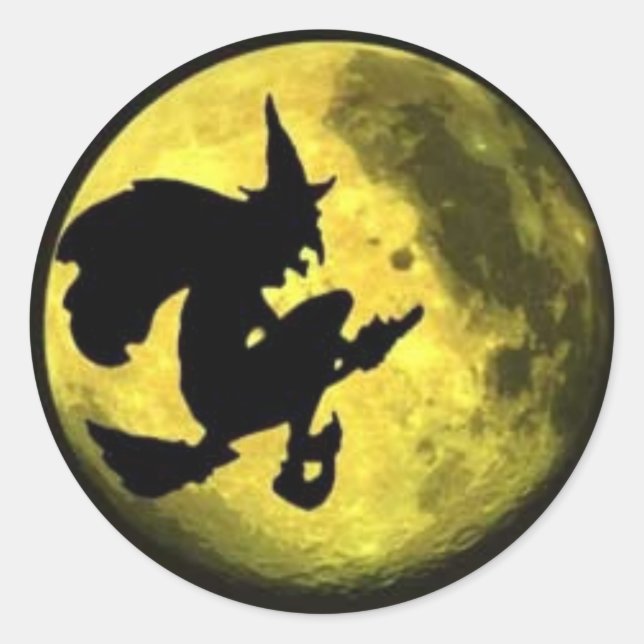 Flying Witch Halloween Sticker (Front)