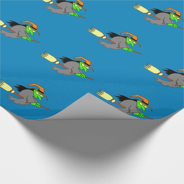 Flying Witch Halloween Wrapping Paper (Corner)