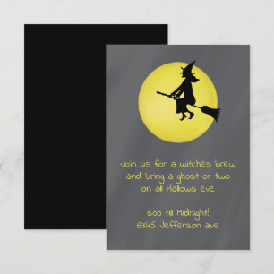 Flying Witch in the Moonlight Invitation