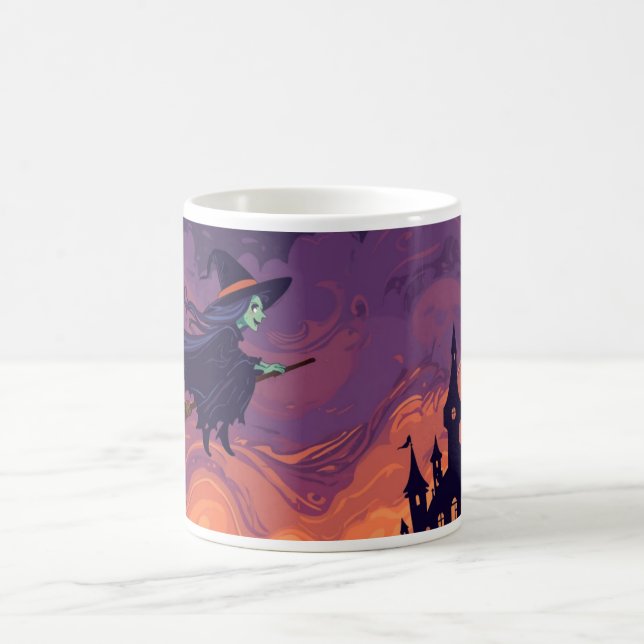 Flying Witch Mug | Classic Halloween Coffee Cup (Center)