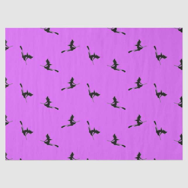 Flying witch on purple tissue paper (Front)