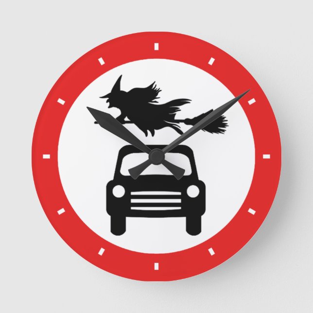 Flying Witch Road Sign Clock (Front)