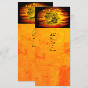 Flying witch with black cat , halloween night