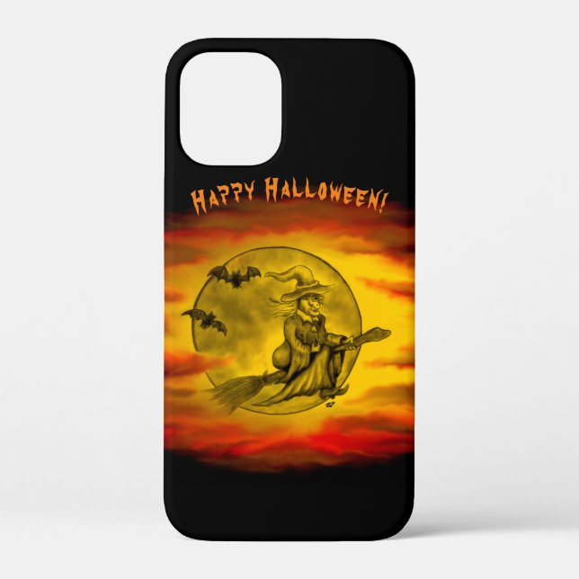 Flying witch with black cat , halloween night Case-Mate iPhone case (Back)