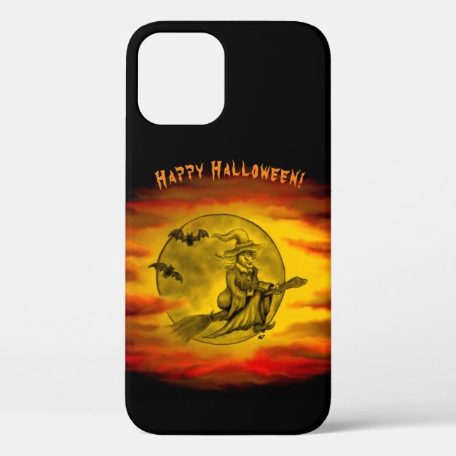 Flying witch with black cat , halloween night Case-Mate iPhone case (Back)