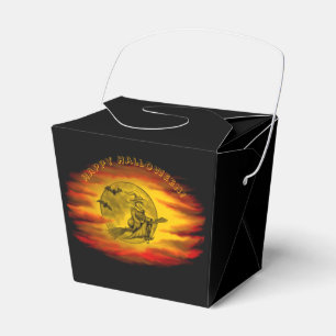 Flying witch with black cat , halloween night favor box