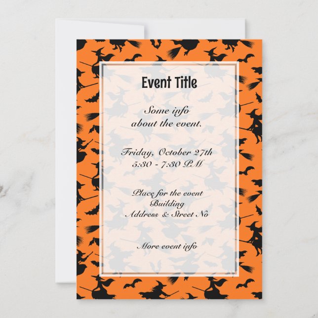 Flying Witches Pattern Invitation (Back)