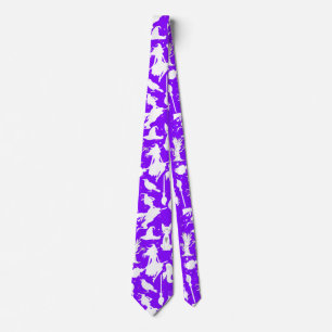 Flying witches pattern.White B Purple BG Tie