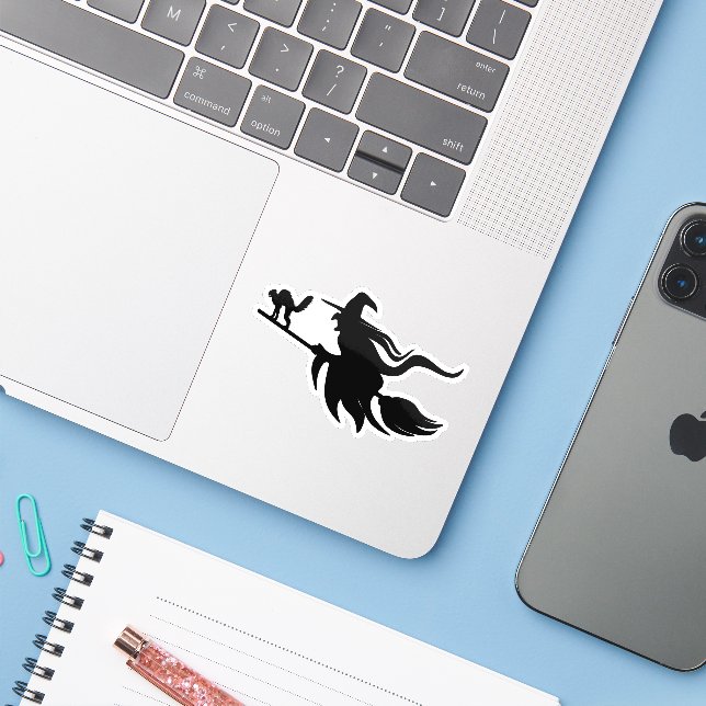 Flying witchHalloween silhouette (Laptop w/ iPhone)