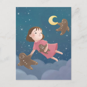 Flying with Gingerbread Cookies Dream Postcard