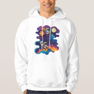 Flying with planets in space hoodie