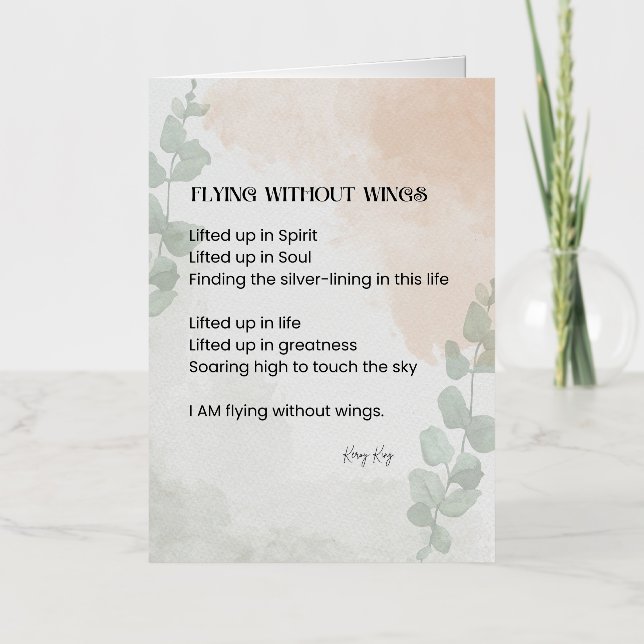 Flying Without Wings Poem Poetry Written Word Foil Greeting Card (Front)