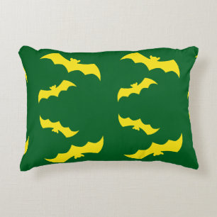 Flying Yellow Halloween Bats Accent Pillow