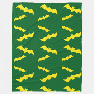 Flying Yellow Halloween Bats Fleece Blanket