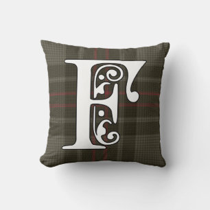 Flynn Clan Tartan Monogram Throw Pillow
