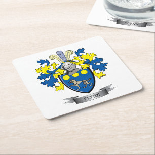 Flynn Coat of Arms Square Paper Coaster