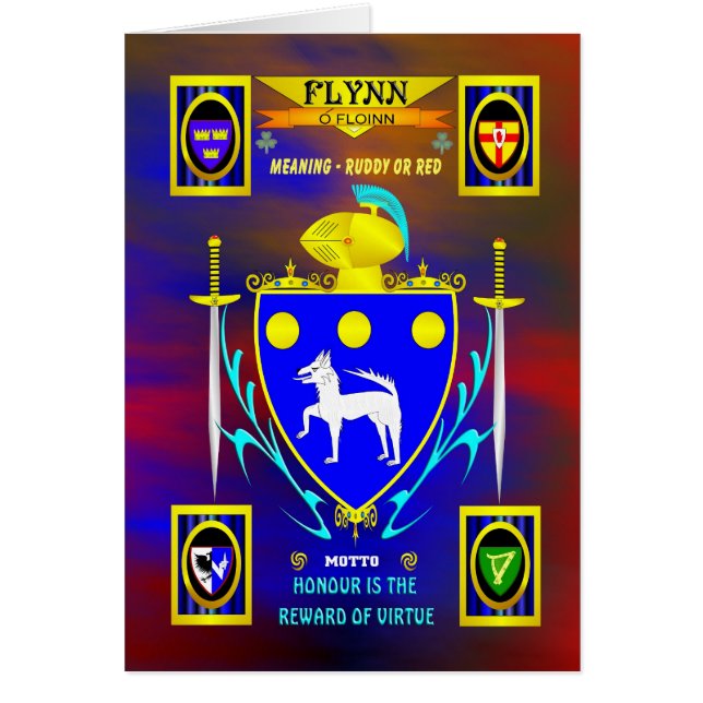 FLYNN FAMILY COAT OF ARMS CREST AND SHIELD (Front)