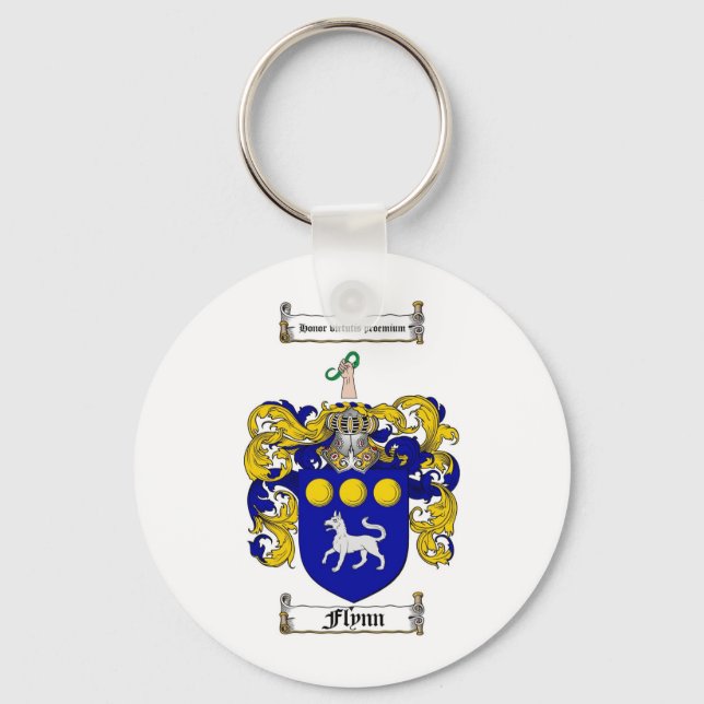 FLYNN FAMILY CREST -  FLYNN COAT OF ARMS KEYCHAIN (Front)