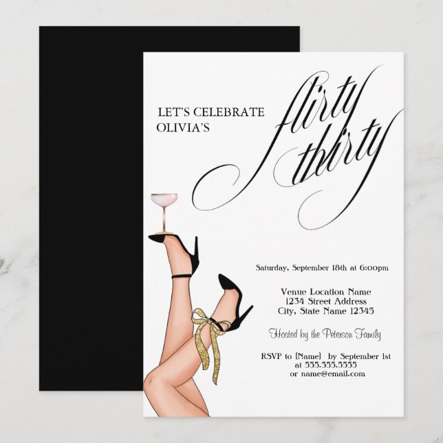 Flyrty Thirty High Heels Cocktail  30th  Invitation (Front/Back)