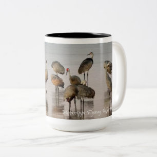 Flyway Reflections: Sandhill Cranes Two-Tone Coffee Mug