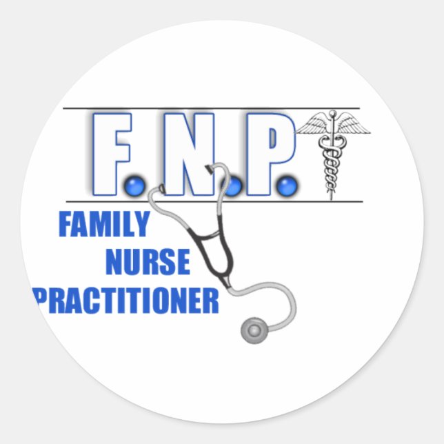 FNP  LOGO  STETHOSCOPE FAMILY NURSE PRACTITIONER CLASSIC ROUND STICKER (Front)