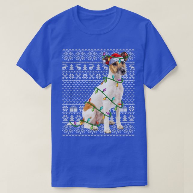 Fo Terrier Dog Lover Santa Hat Ugly Fo Terrier Chr T-Shirt (Design Front)