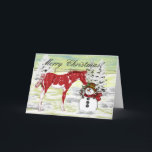 Foal and Snowman Christmas Holiday Card<br><div class="desc">Send out your Christmas greetings with my horse foal and snowman,  "First Encounter" Christmas cards. Perfect for equestrians and horse lovers.
Artwork by Sally Lannier/Painted Dreams Designs</div>