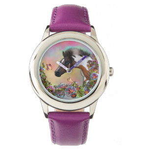 Foal & Butterfly Stainless Steel Purple see Watch