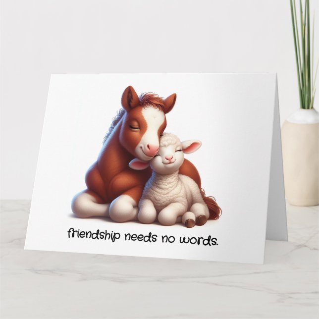 Foal & Lamb Best Friends Share a Touching Moment Card (Front)