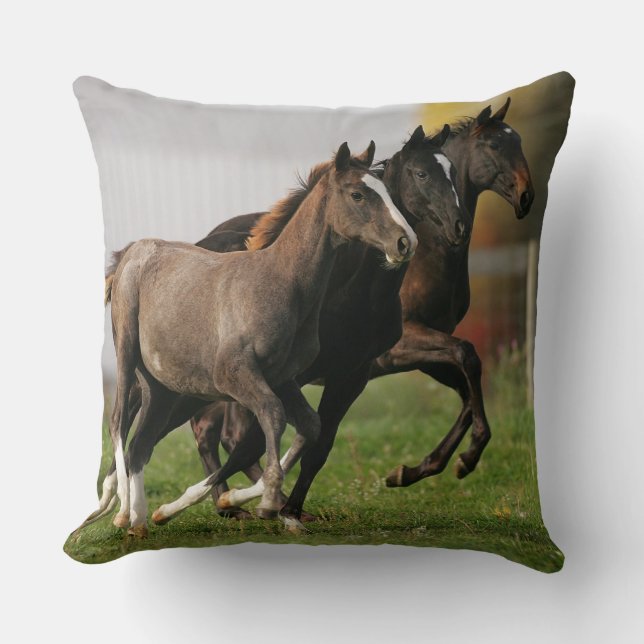 Foal Running Throw Pillow (Front)