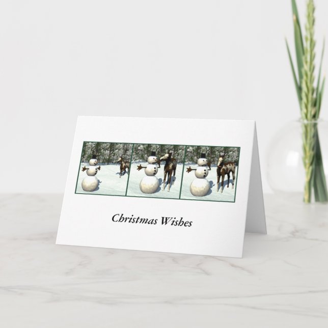 Foal & Snowman Christmas Card (Front)