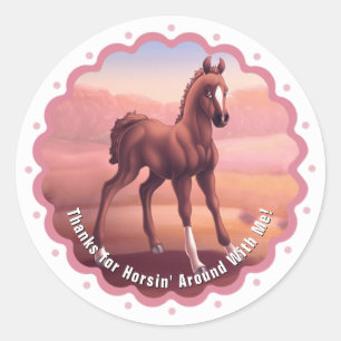 Foal with White Star Classic Round Sticker
