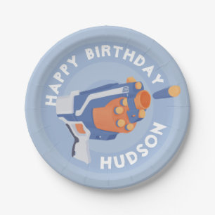 Foam dart gun party design paper plate