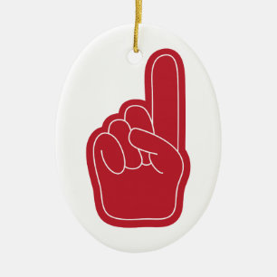 Foam Finger Ceramic Ornament