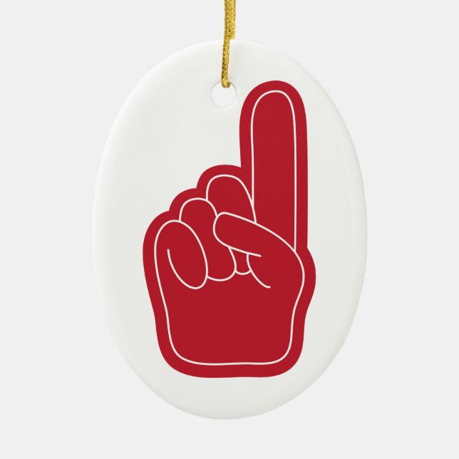 Foam Finger Ceramic Ornament (Front)