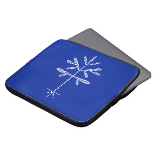 Foam Laptop Sleeve with White Sapling on Blue