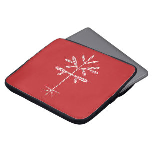 Foam Laptop Sleeve with White Sapling on Red
