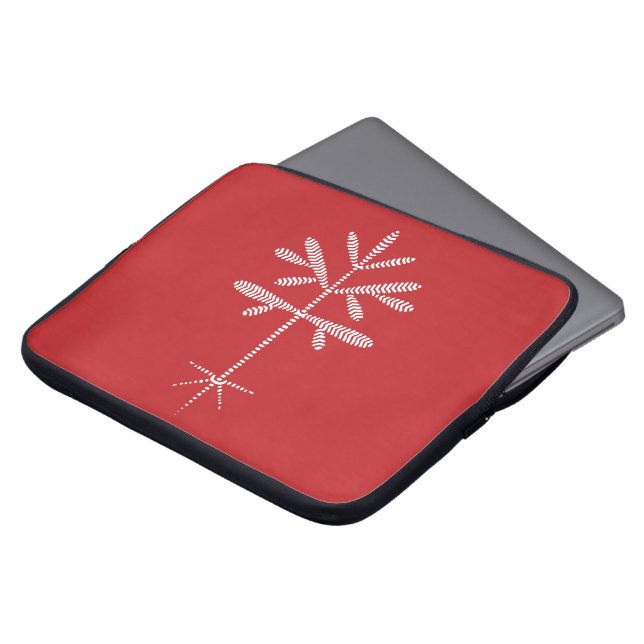 Foam Laptop Sleeve with White Sapling on Red (Front Top)