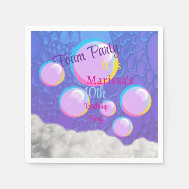 Foam Party Birthday Napkin (Front)