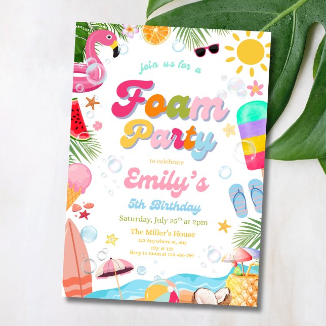Foam Pool Birthday Party Summer Bash Beach Party Invitation (Creator Uploaded)