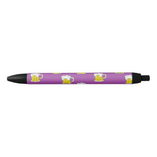 Foaming beer cup on purple black ink pen