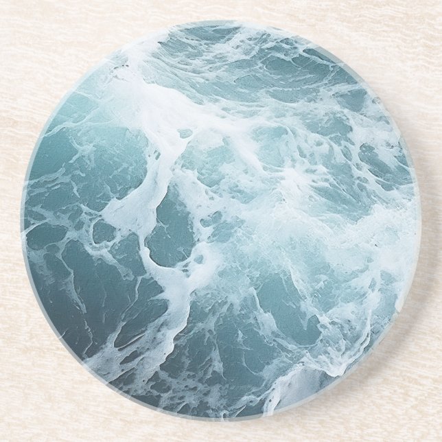 Foaming Surf Painting  Coaster (Front)