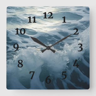 Foaming Waves Surf Painting Square Wall Clock